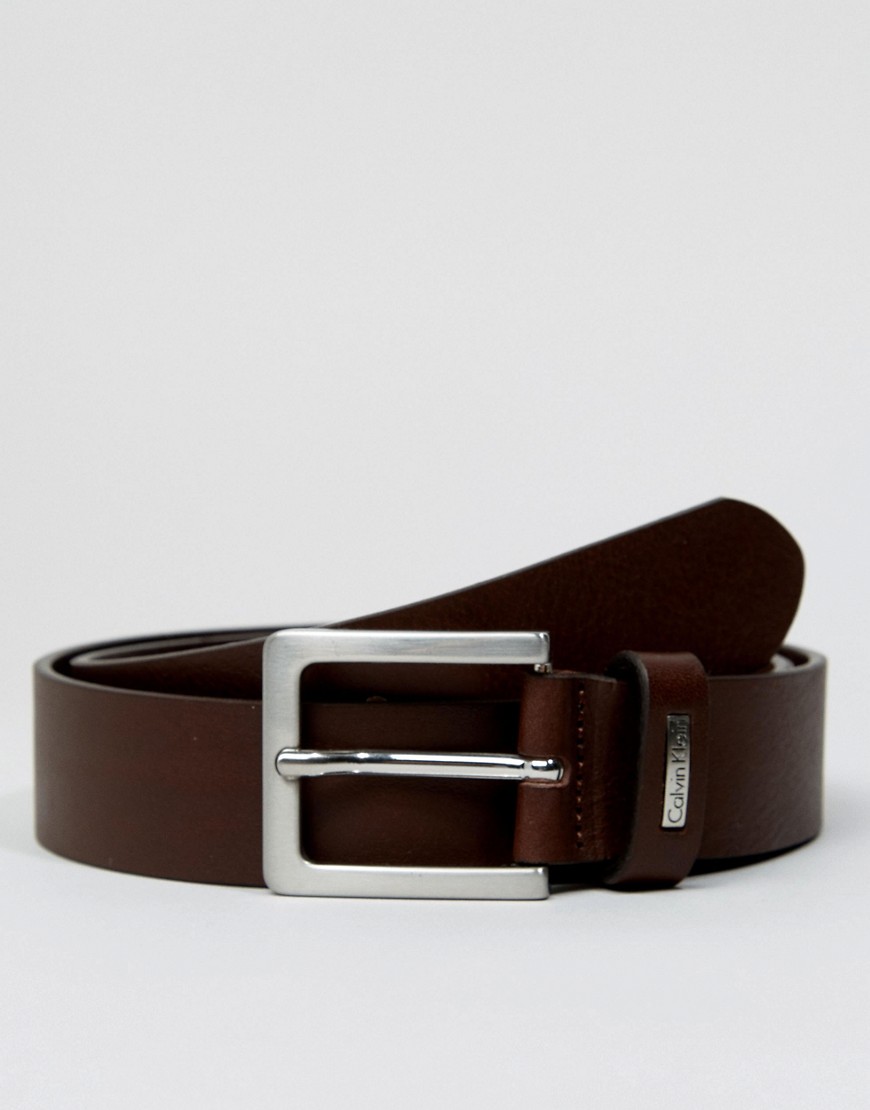 Calvin Klein Mino belt in leather - Brown