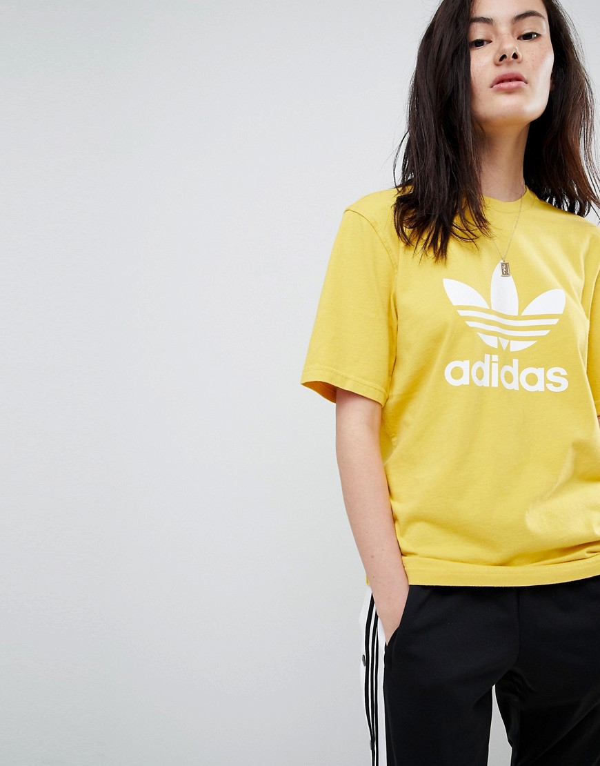 Adidas Originals Adicolor Trefoil Oversized T-shirt In Yellow - Yellow ...