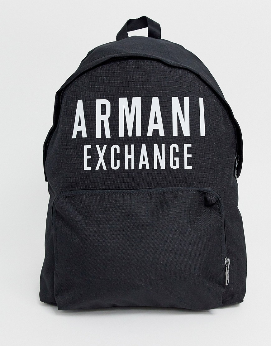 Armani Exchange nylon logo backpack in black