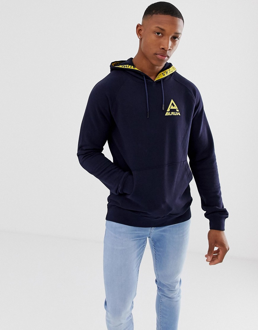 Scotch and Soda Navy Hoodie With Taped Hood And Print