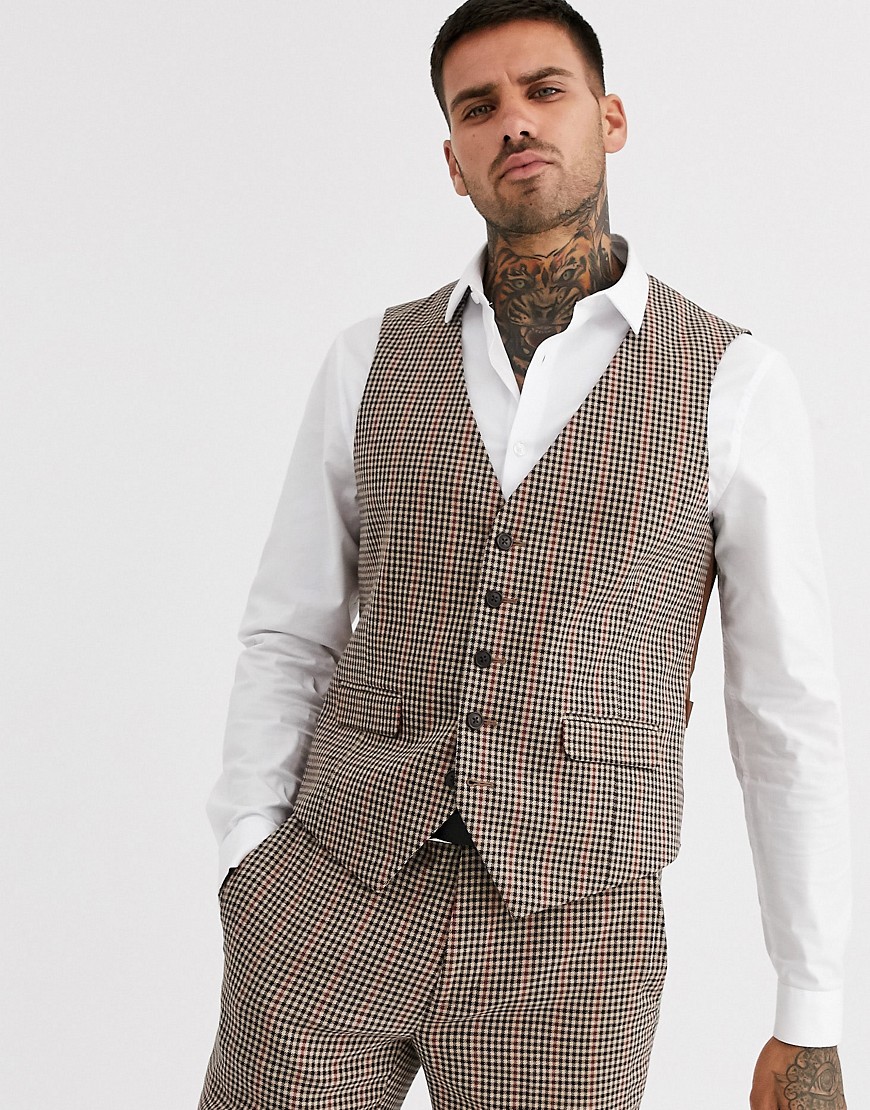 Burton Menswear skinny fit suit waistcoat in house check