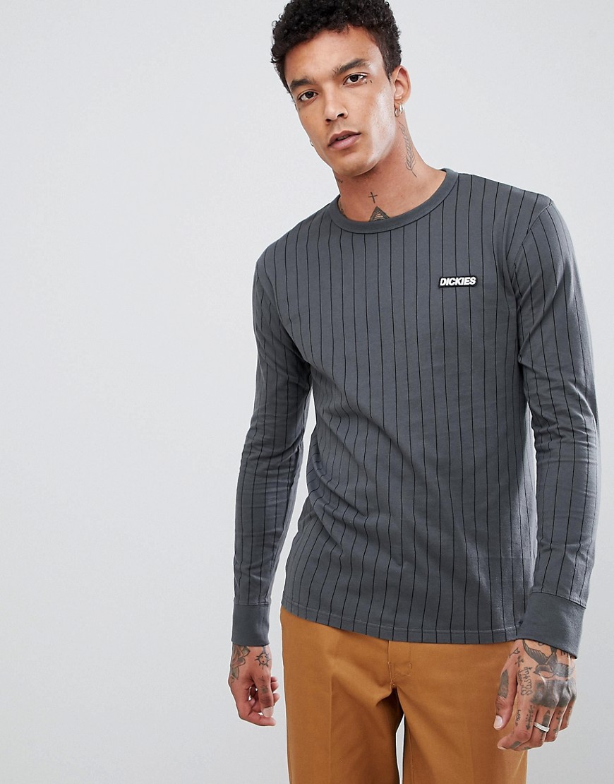 Dickies Doswell stripe long sleeve t-shirt in grey - Grey