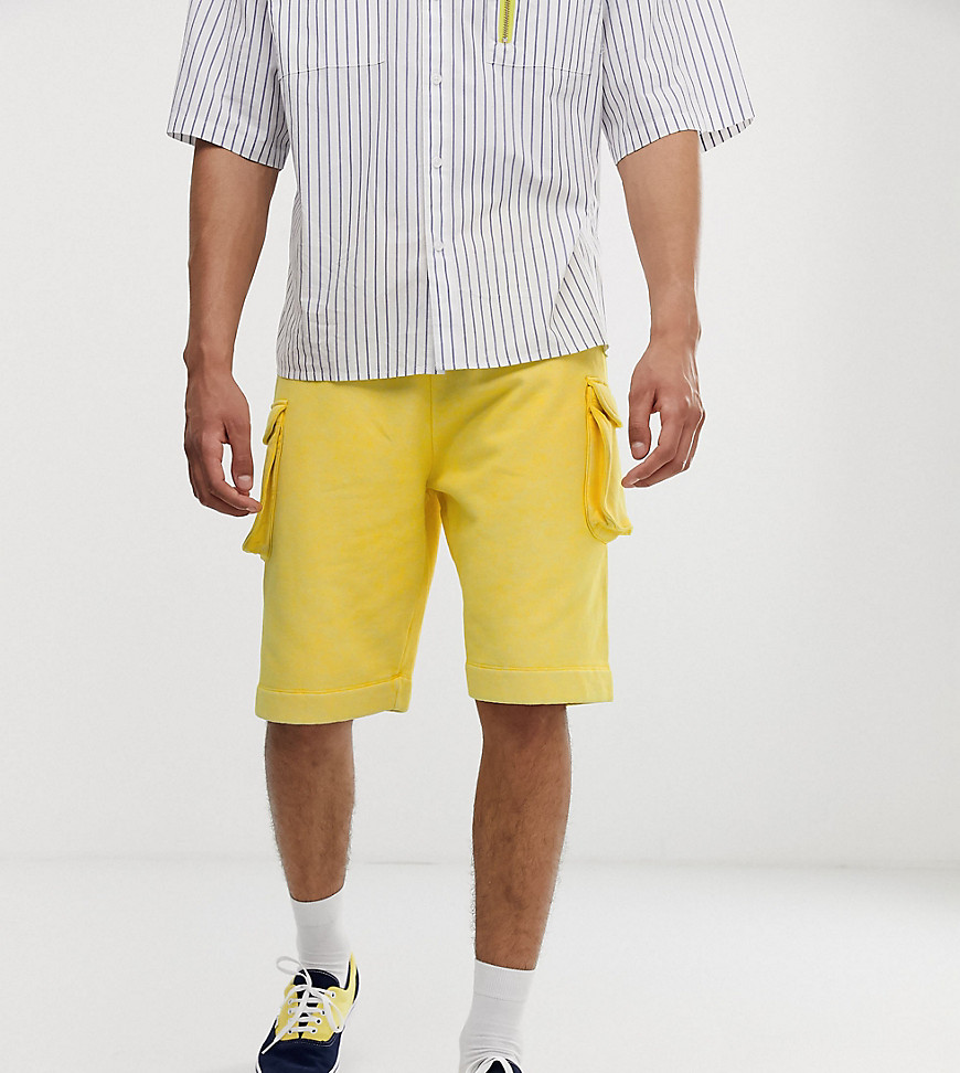 COLLUSION utility shorts in washed yellow