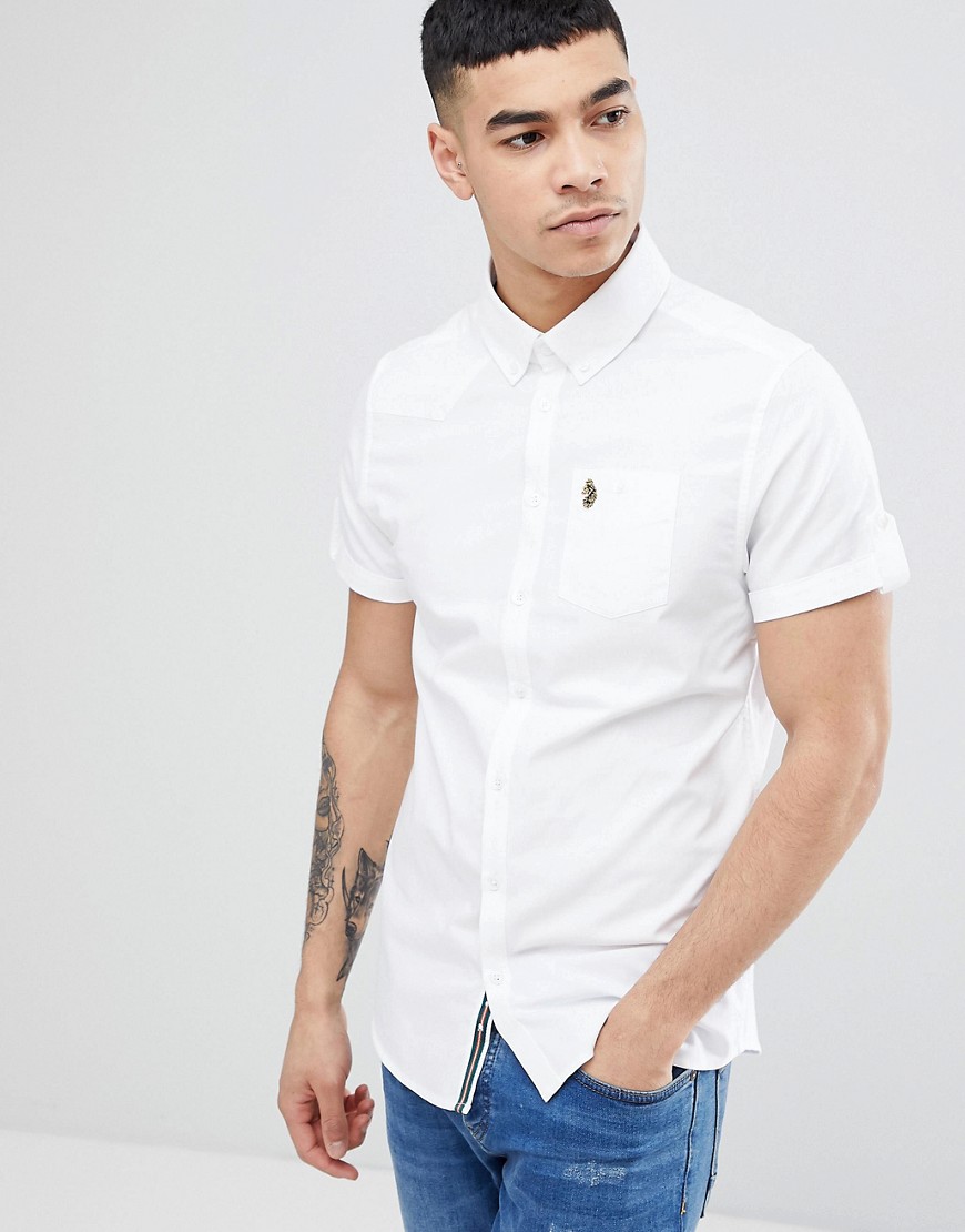 Luke Sport Jimmy travel short sleeve buttondown shirt in white