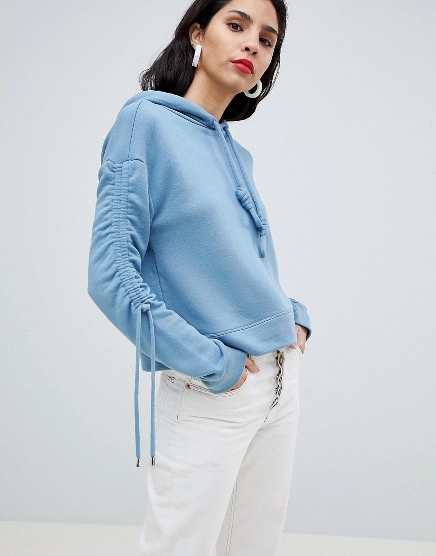 Boss Casual Jersey Hoodie with Sleeve Detail - Turquoise/aqua