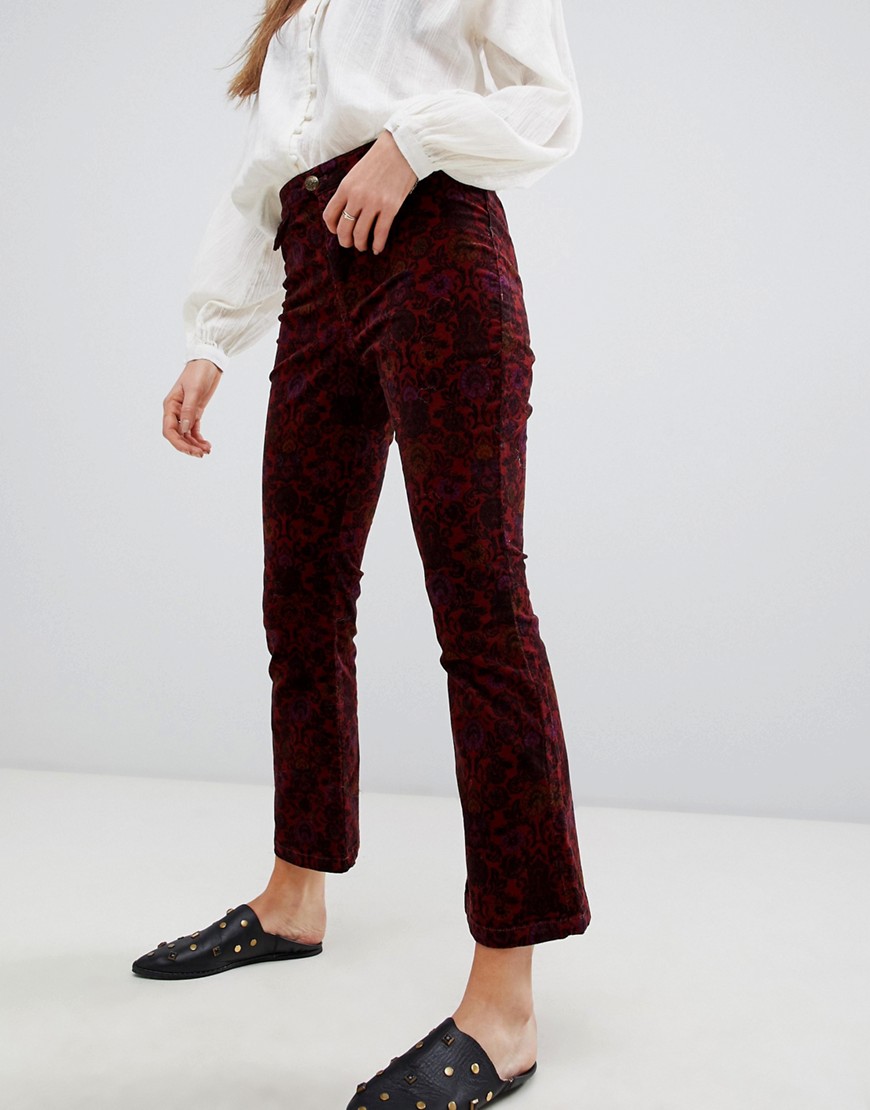 Free People printed cropped kick flare jeans