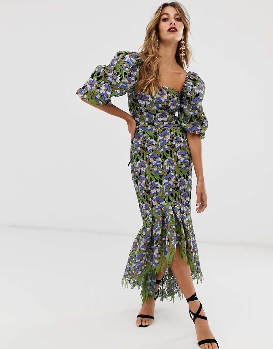 ASOS EDITION embroidered cutwork milkmaid dress