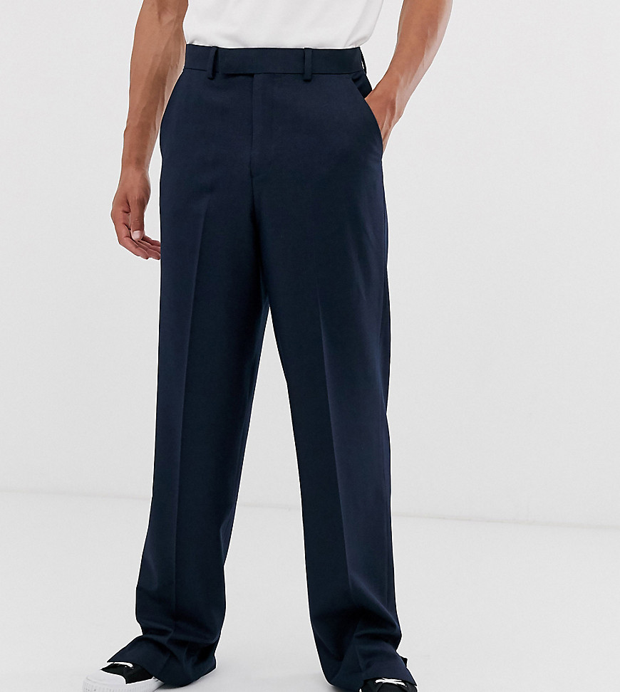 Asos Design Tall Wide Smart Pants In Indigo-blue