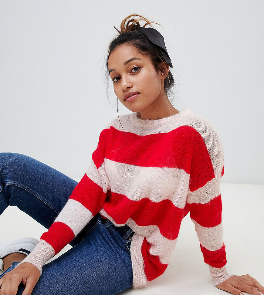 Glamorous Petite relaxed jumper in loose knit stripe