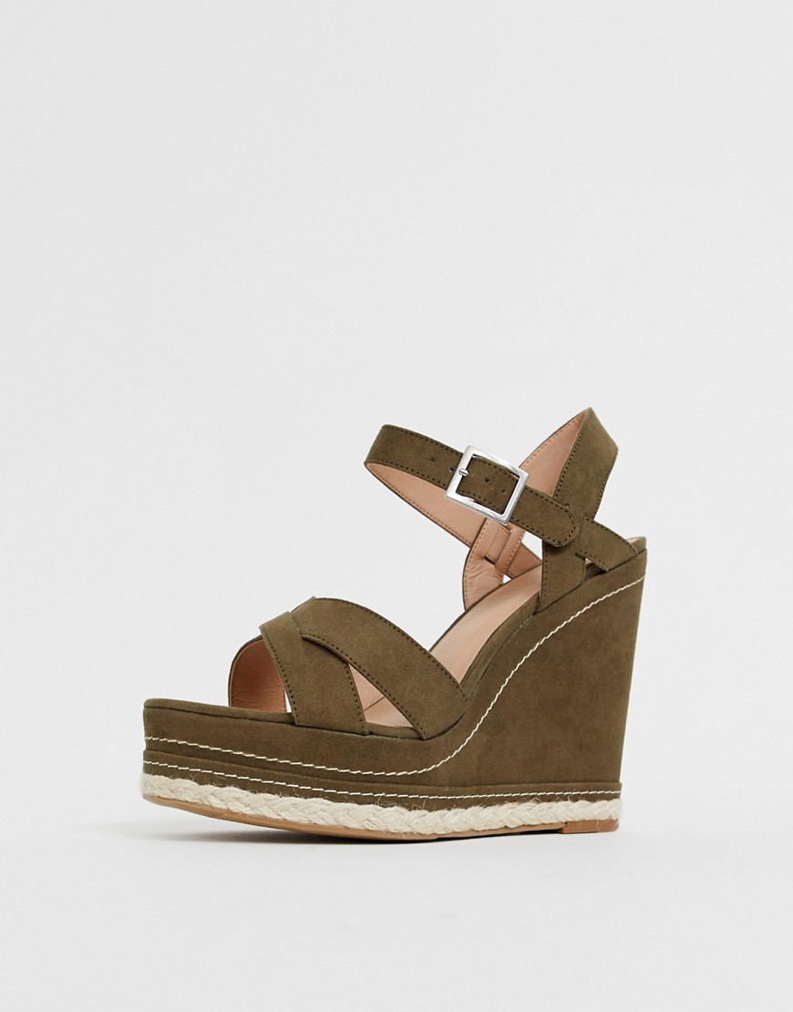 New Look Faux Suede Cross Strap Wedges 