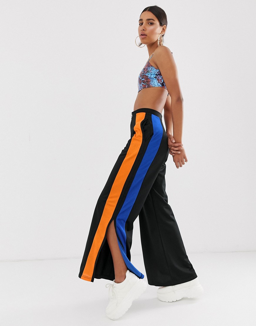 The Ragged Priest wide leg track pants with side stripe