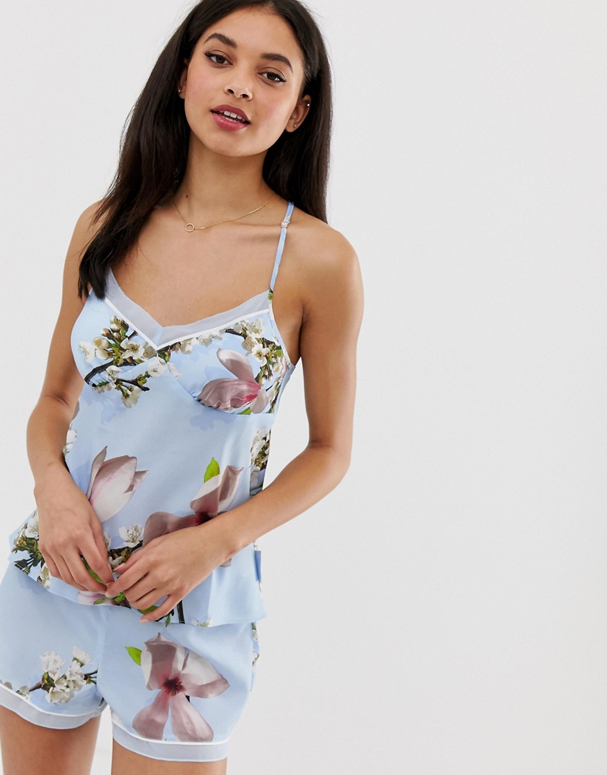 B By Ted Baker Harmony floral print cami pyjama top in blue