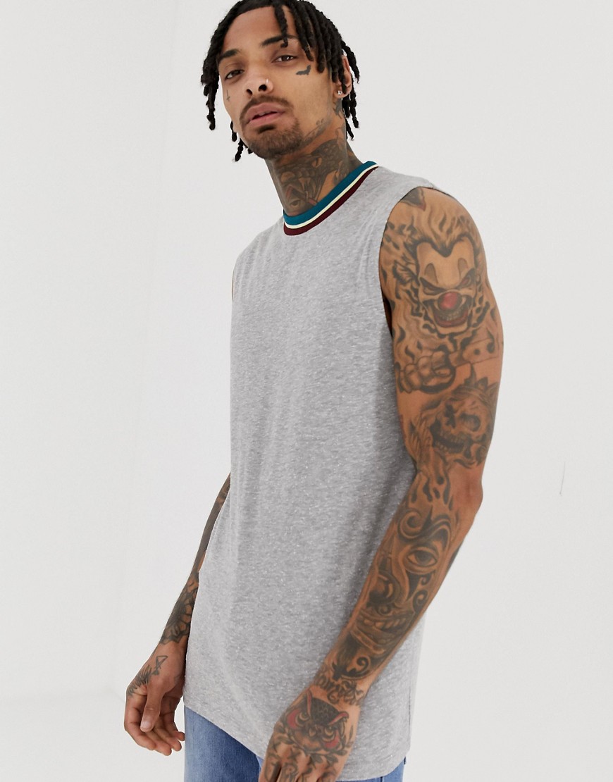ASOS DESIGN tank vest in textured fabric with contrast tipping