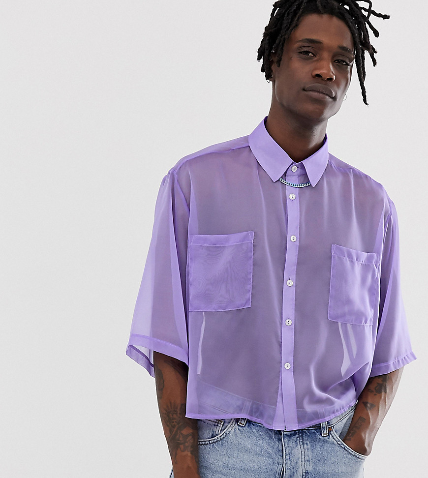 Reclaimed Vintage Cropped Sheer Shirt In Purple