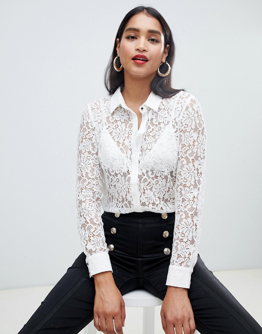Morgan lace blouse in ivory