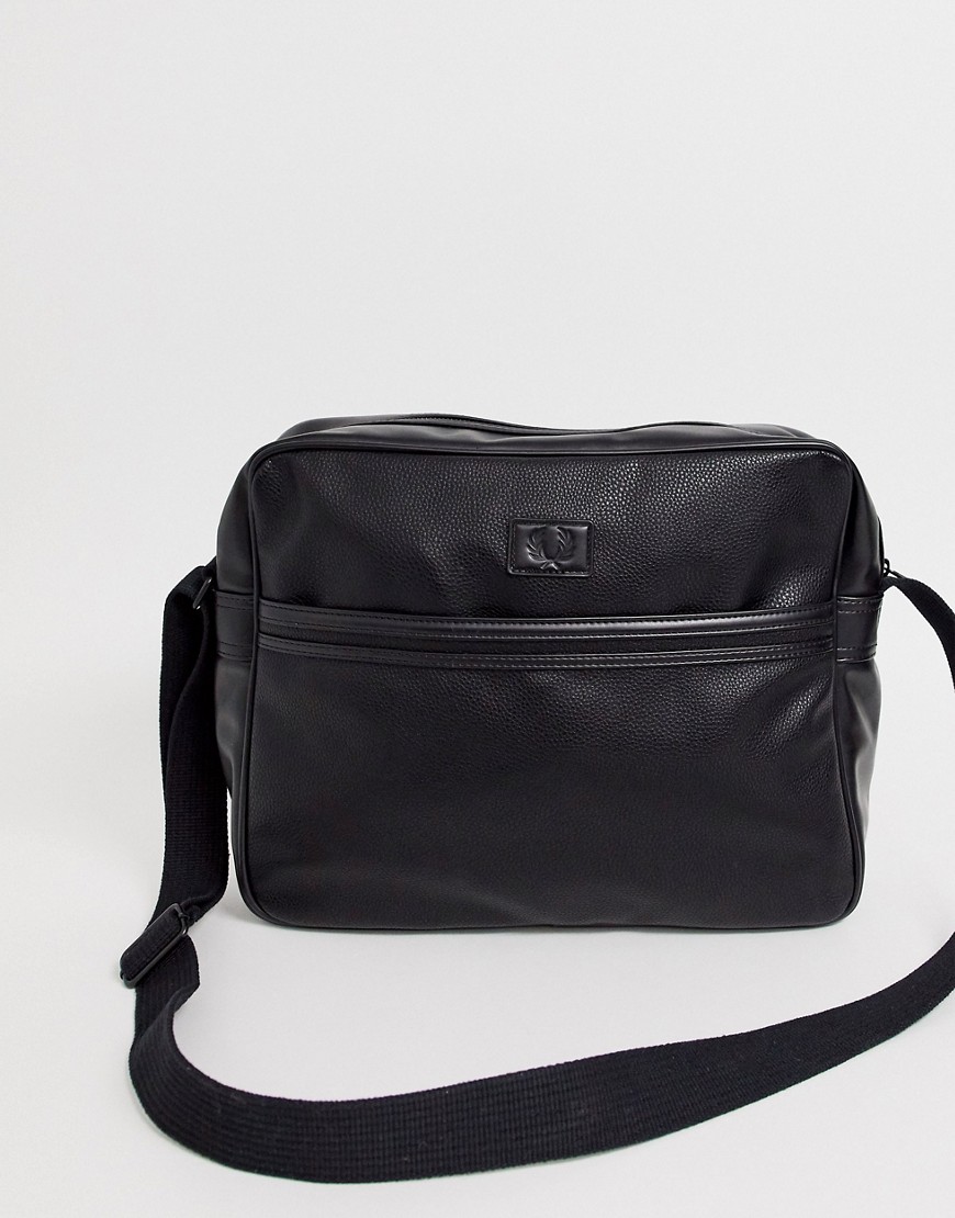 Fred Perry Tumbled PU shoulder bag in black