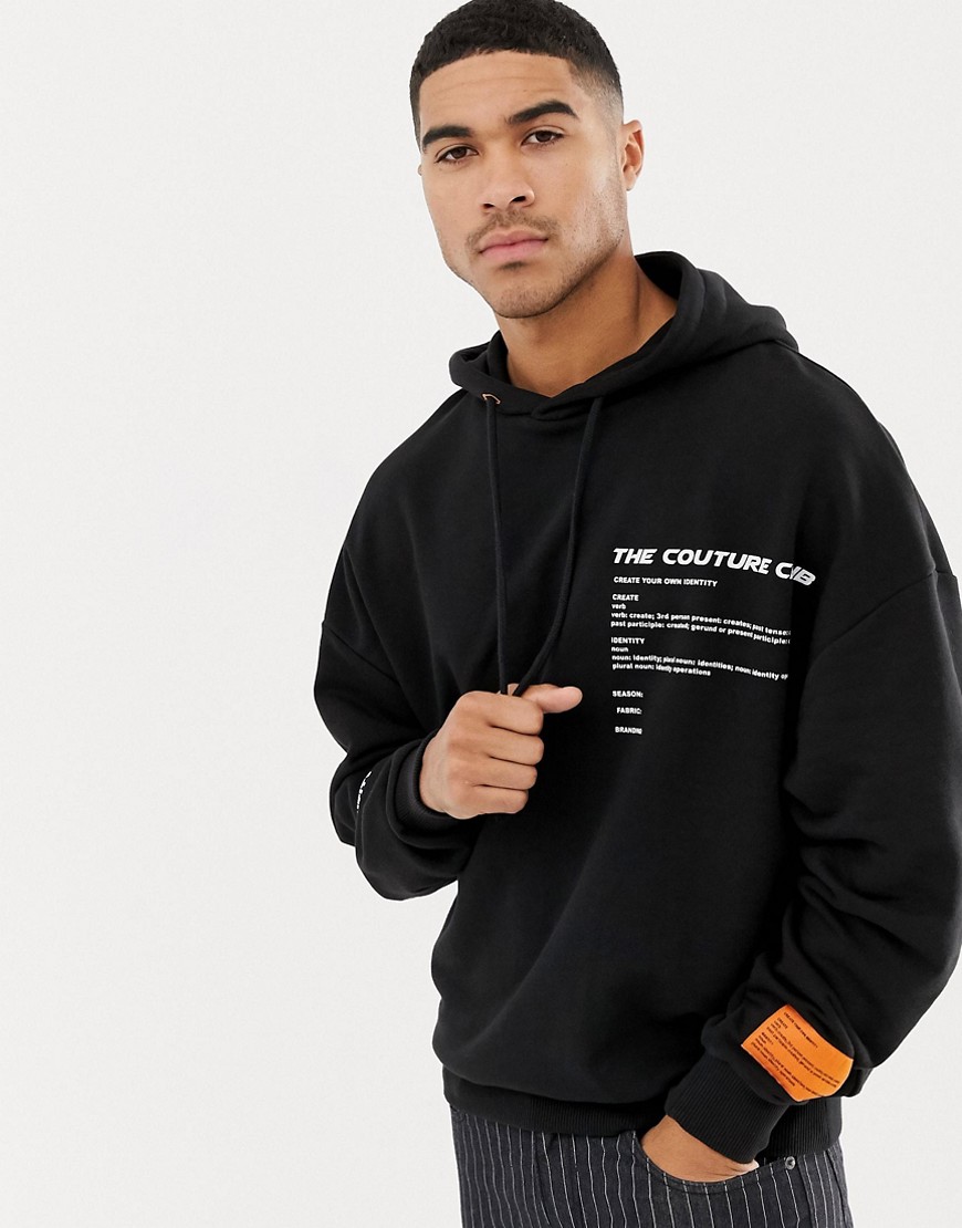 The Couture Club hoodie in black with logo print