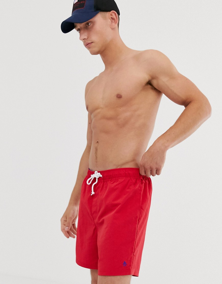 Original Penguin swim shorts with small logo in red