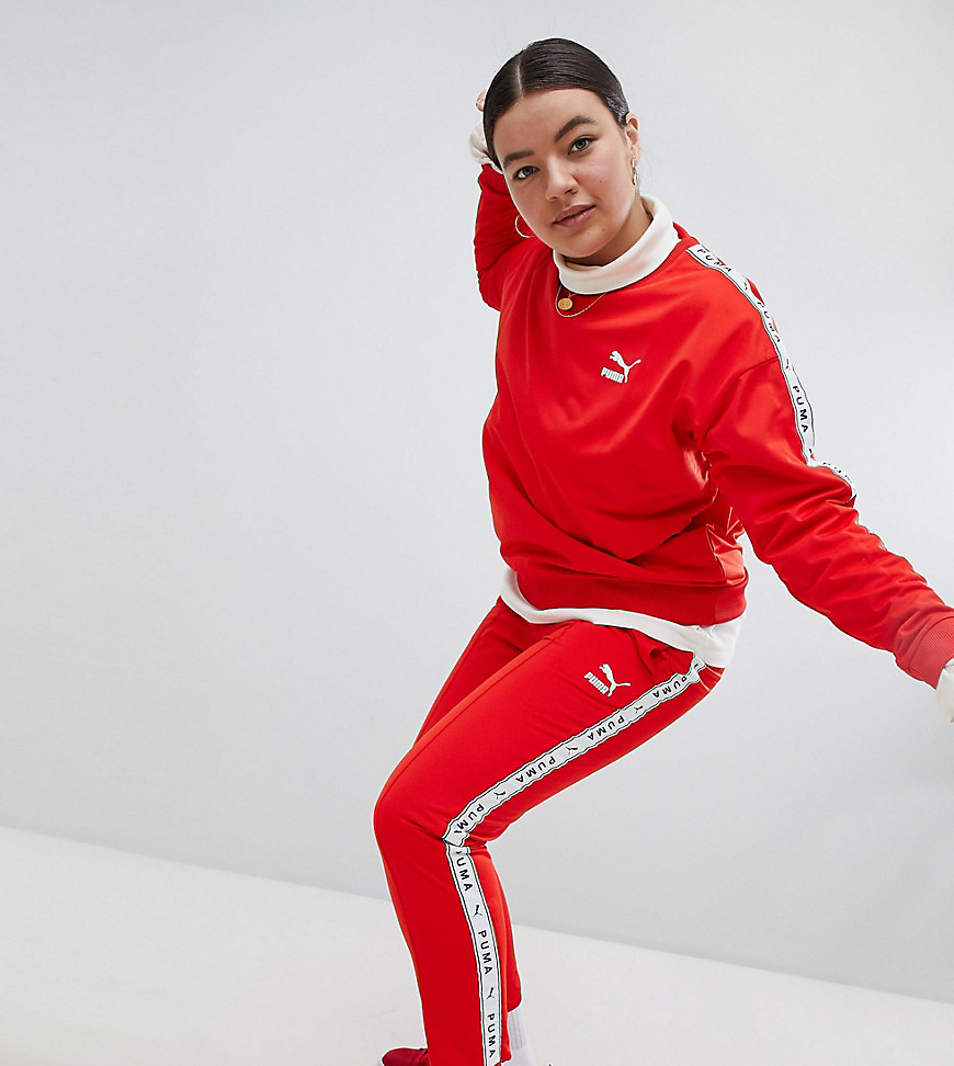 Puma Exclusive To ASOS Plus Taped Side Stripe Track Pants In Red - Fiery red