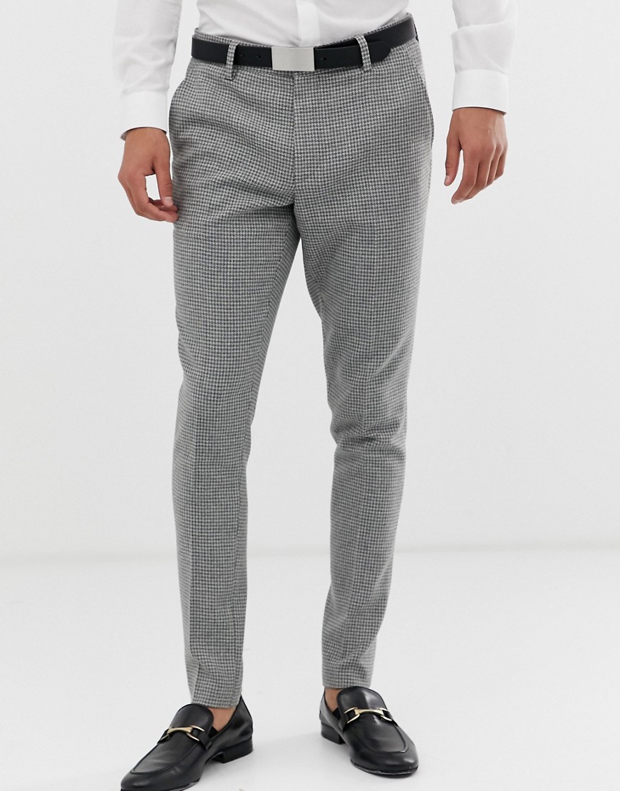 ASOS DESIGN super skinny suit trousers with grey houndstooth