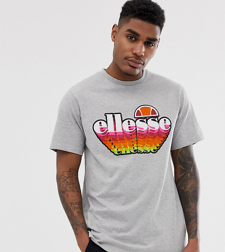 Ellesse Diego neon fade logo t-shirt in grey exclusive at ASOS