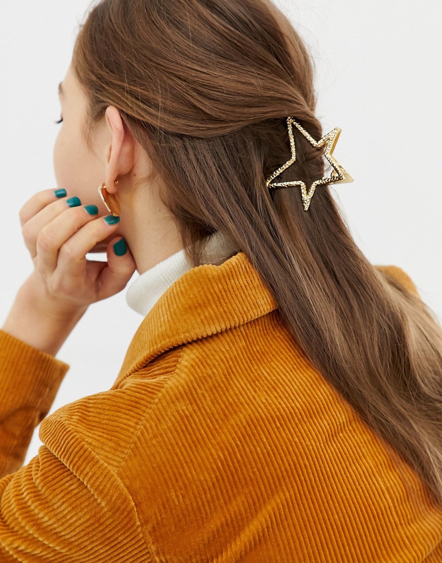 ASOS DESIGN Hair clip in star design in gold