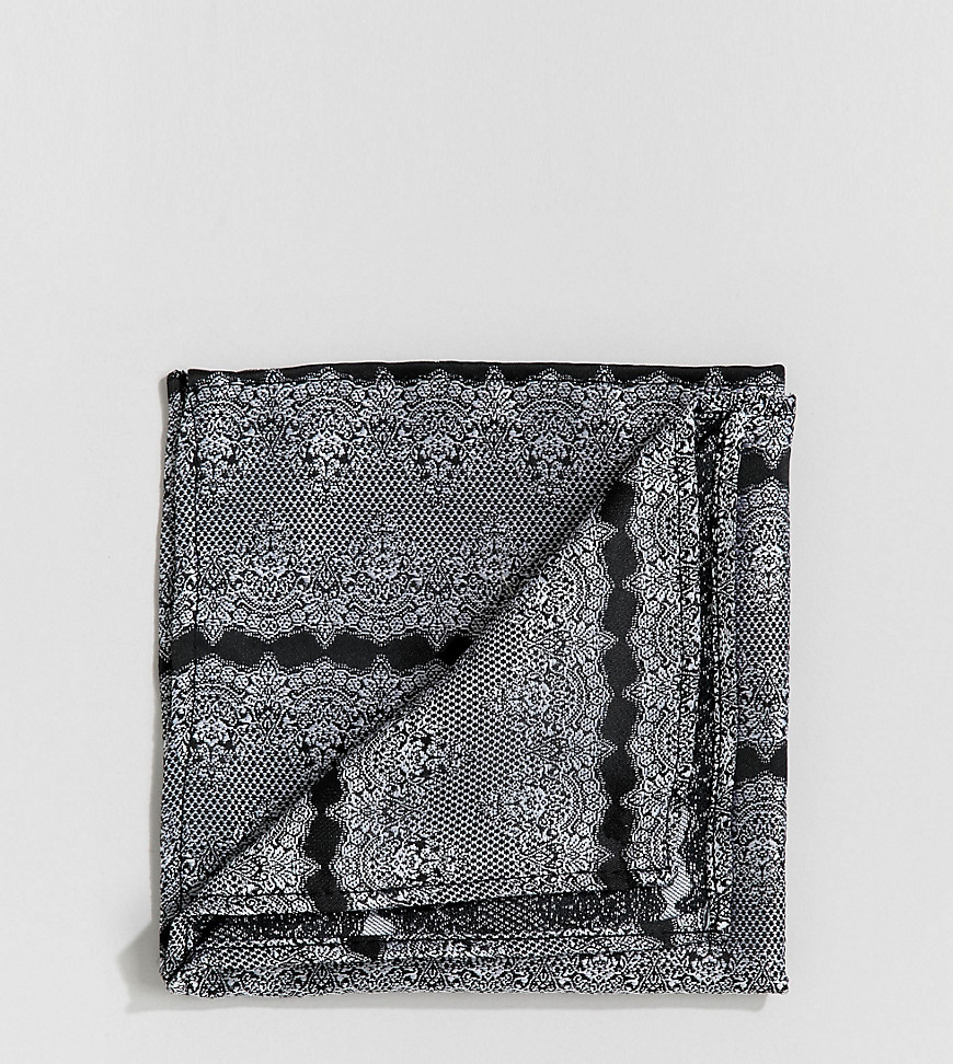 Heart & Dagger pocket square in woven grey floral - Grey