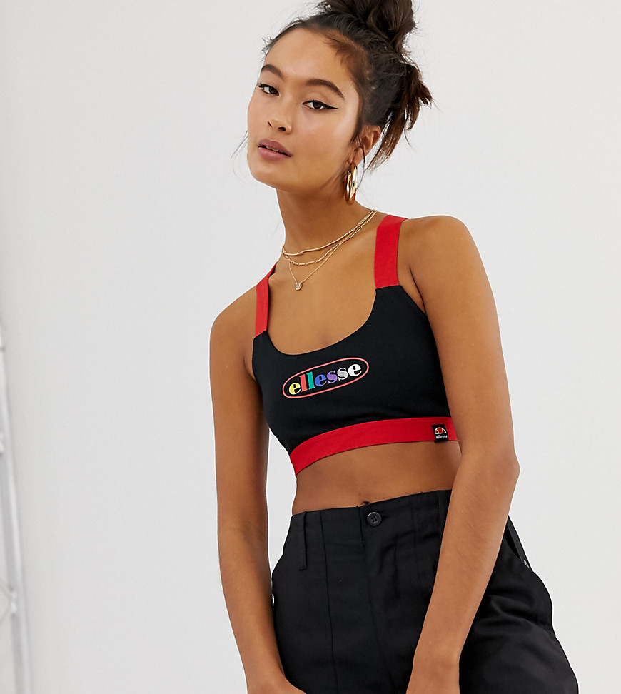 Ellesse crop top with rainbow logo and cross back exclusive to ASOS