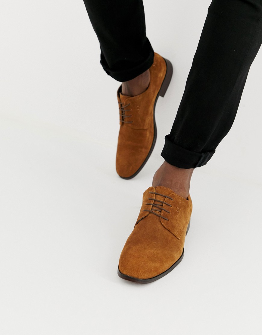 ASOS DESIGN lace up shoes in tan suede with natural sole