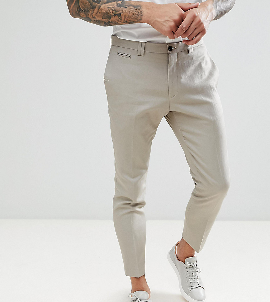 Noak tapered cropped trouser in linen - Stone