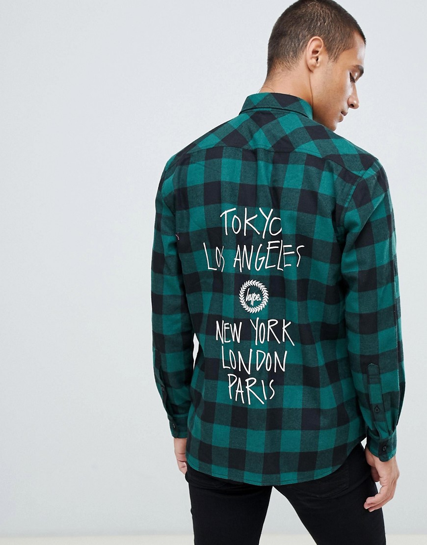 Hype shirt in green check with back print