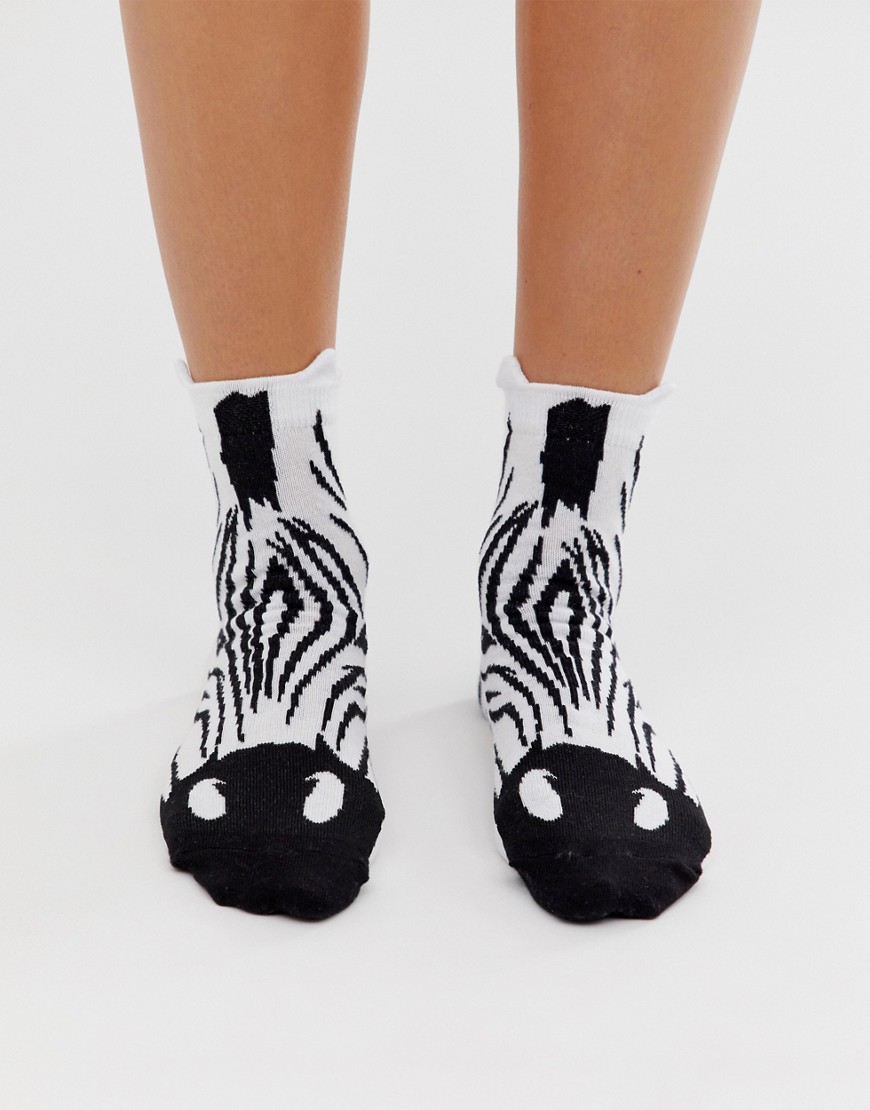 ASOS DESIGN zebra face ankle socks