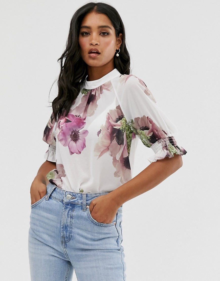 Ted Baker Cayliee puff sleeve floral top