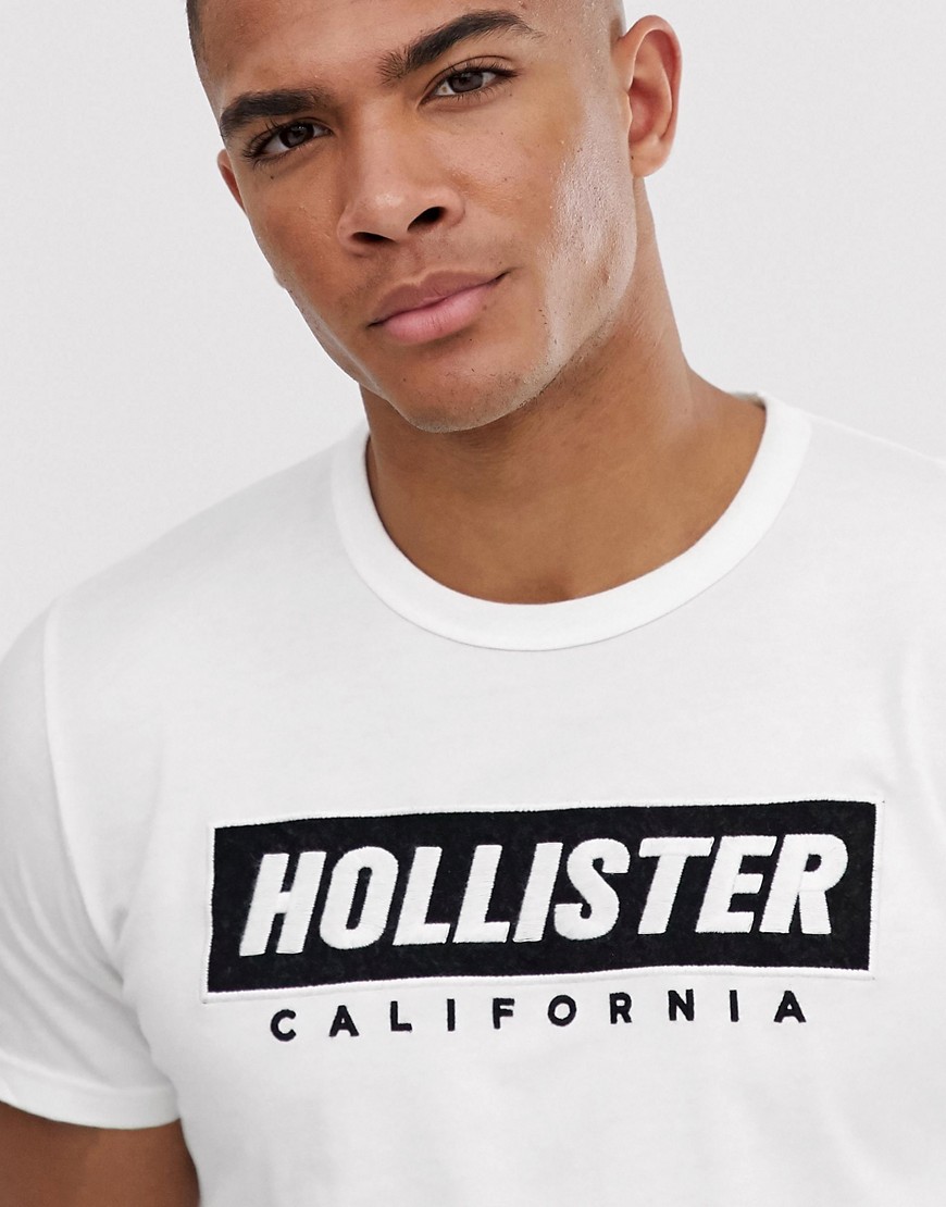 Hollister chest embroidered box logo t-shirt in white
