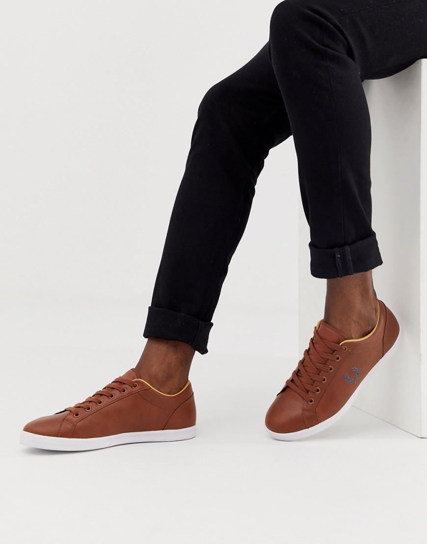 Fred Perry Baseline Leather Sneakers In Tan