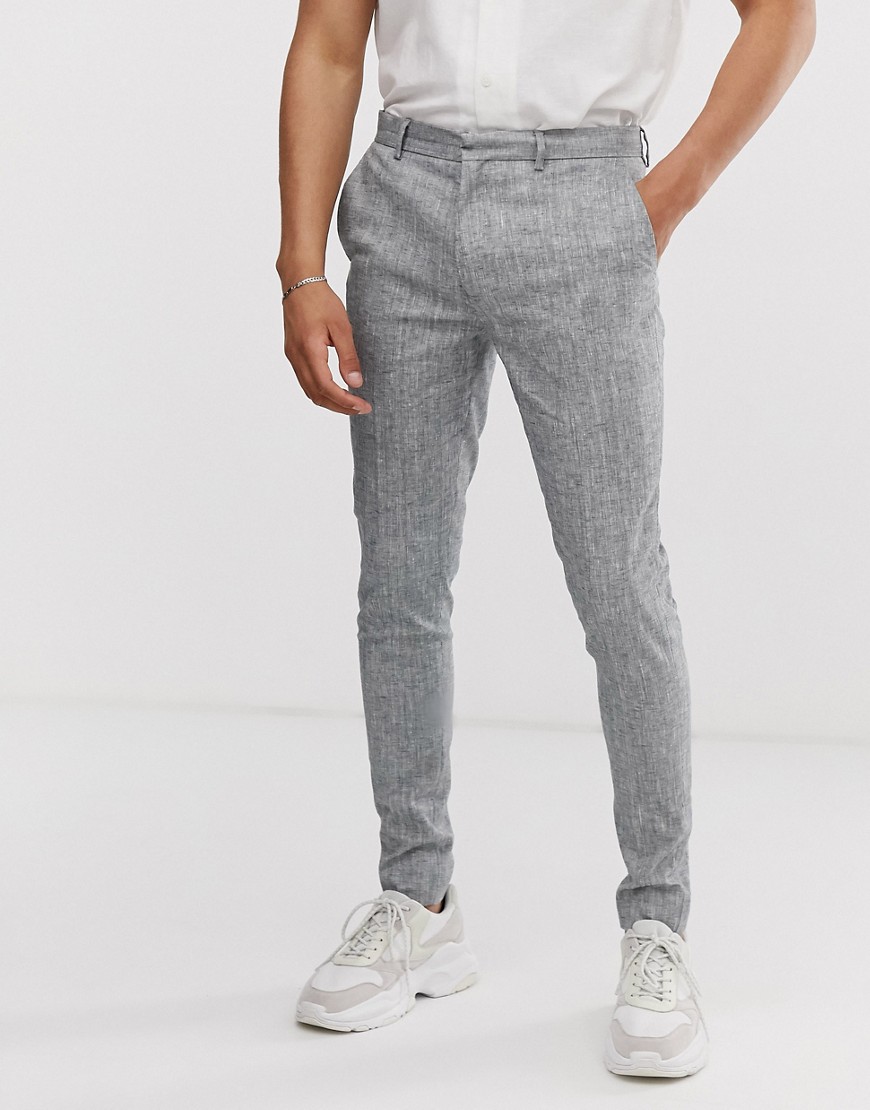 ASOS DESIGN super skinny smart trousers in grey linen