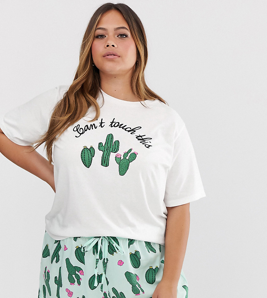 ASOS DESIGN Curve Exclusive mix & match cactus can't touch this t-shirt