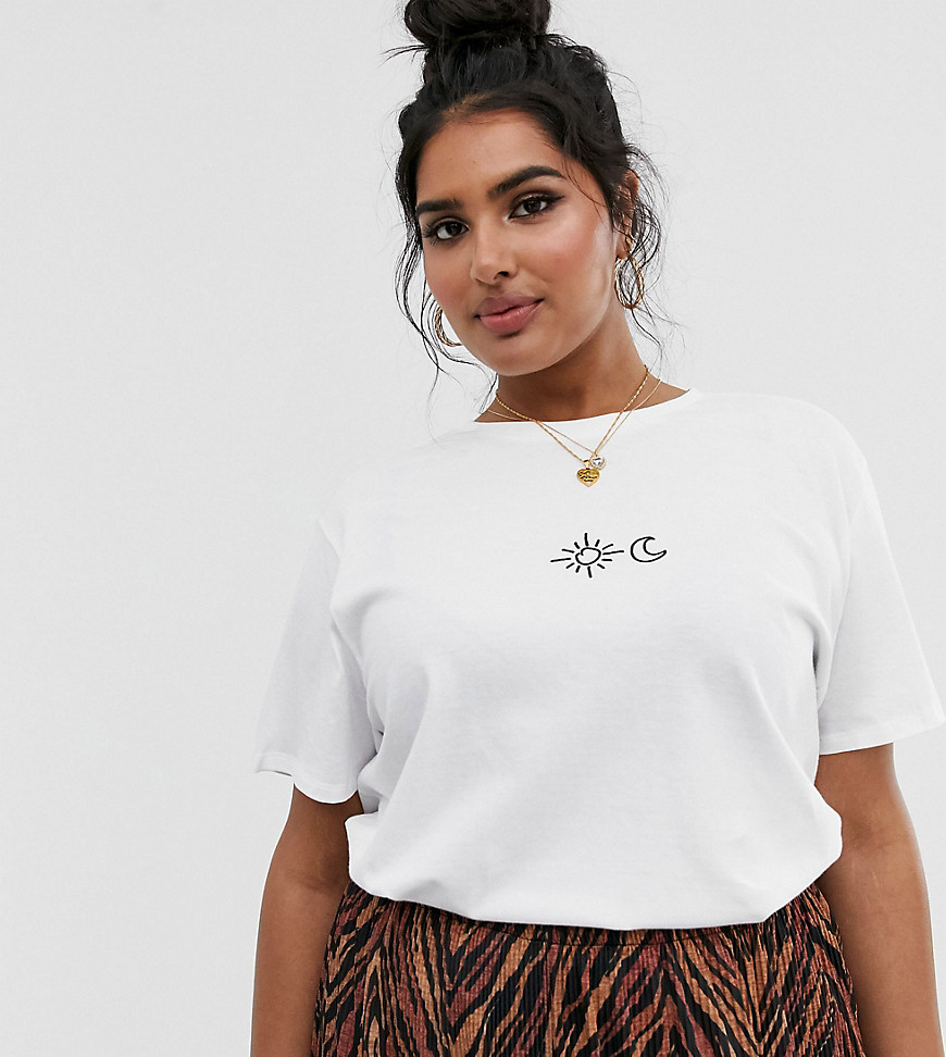 ASOS DESIGN Curve t-shirt with tiny sun and moon in organic cotton