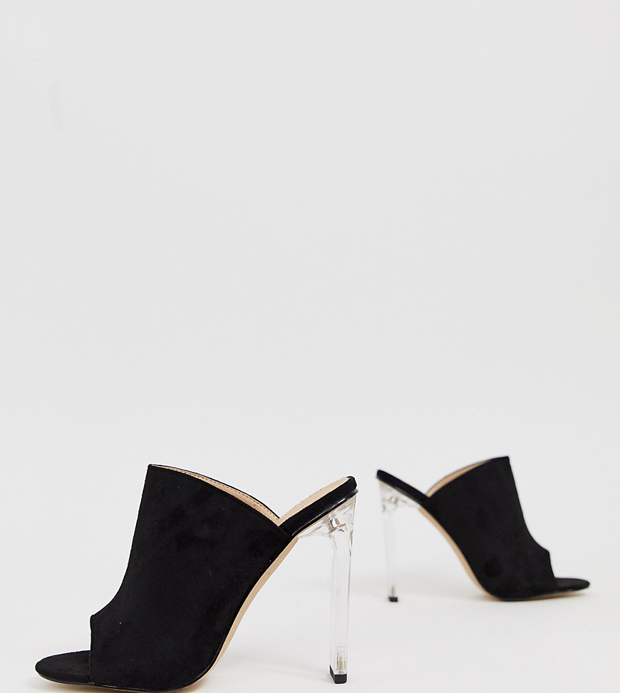 In The Style faux suede mules with clear heels