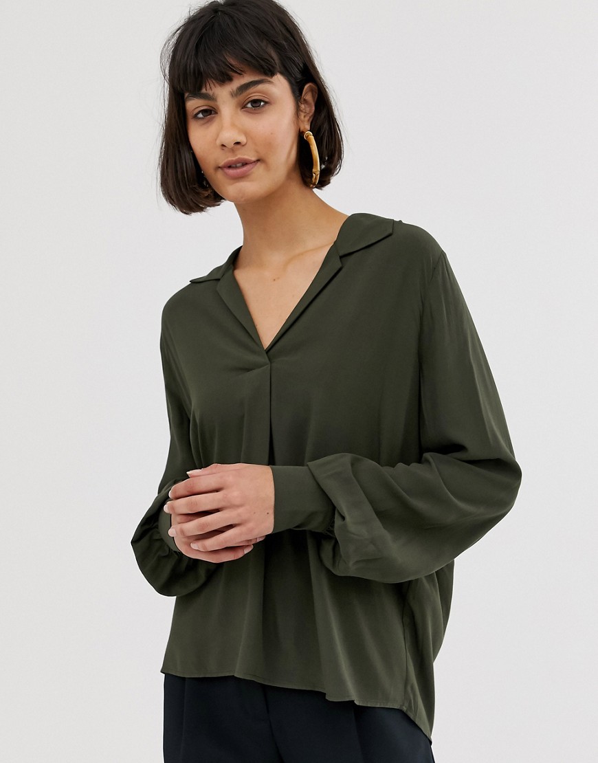 Selected Femme long sleeve shirt with volume sleeve