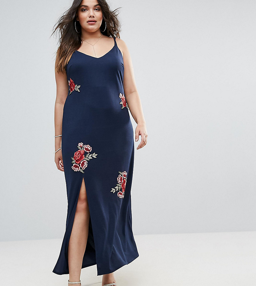 Club L Plus Cami Maxi Dress With Floral Embroidery