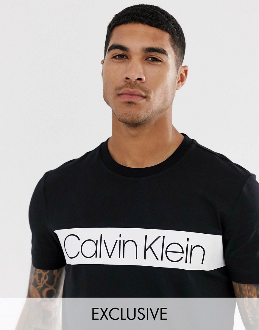 Calvin Klein Exclusive to ASOS stripe logo t-shirt in black