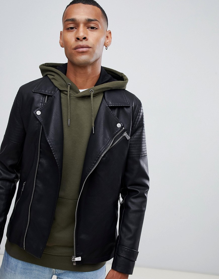 Only & Sons Faux Leather Biker Jacket