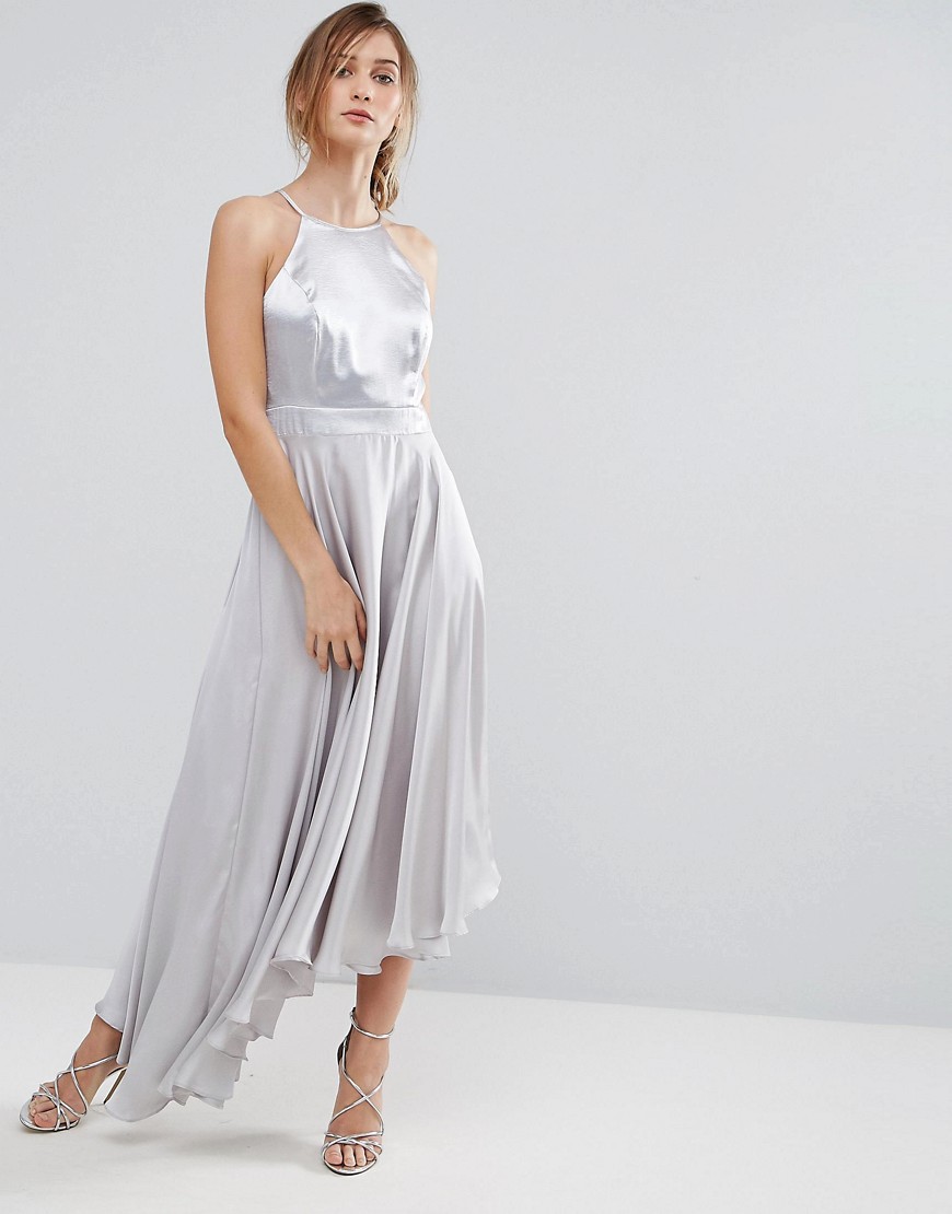 Coast Becky Asymmetric Dress - Silver