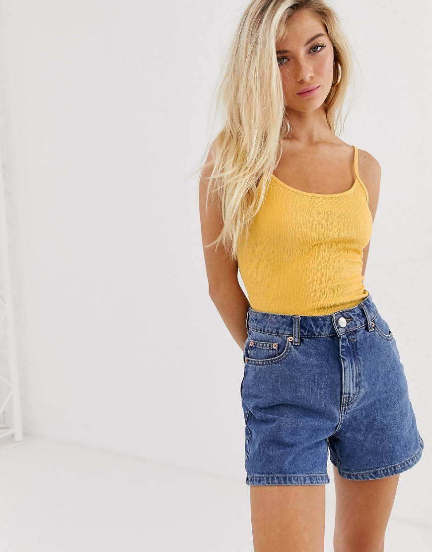 New Look shirred cami in yellow