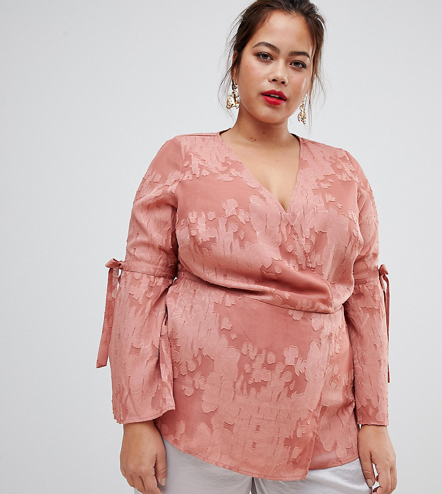 Lovedrobe wrap front blouse in rose