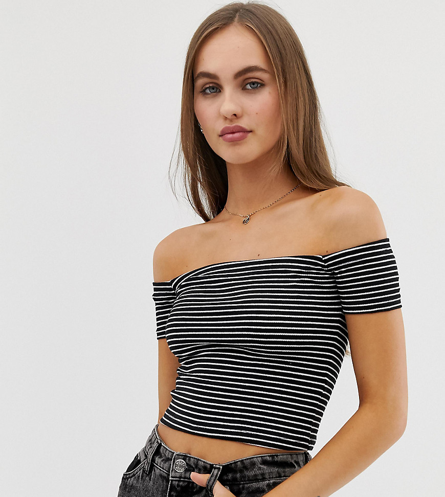 Pull&Bear off the shoulder top in stripe