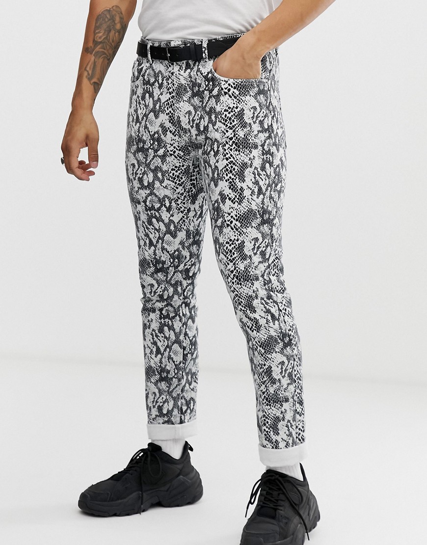 Pull&Bear co-ord slim fit jeans in snake print