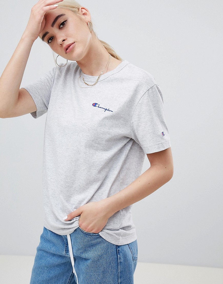 Champion Relaxed T-Shirt With Small Script Logo - Grey