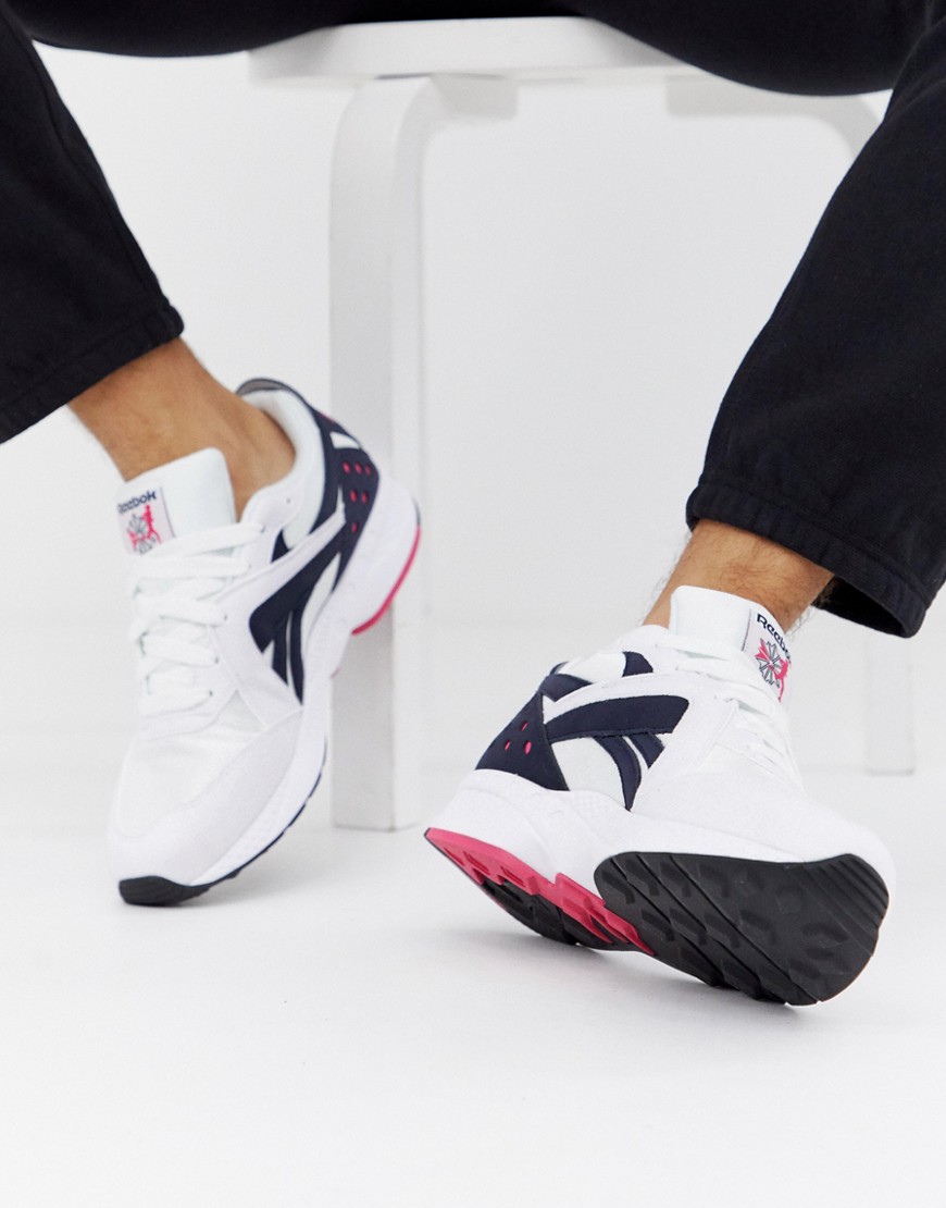 Reebok Pyro Leather Trainers White Navy